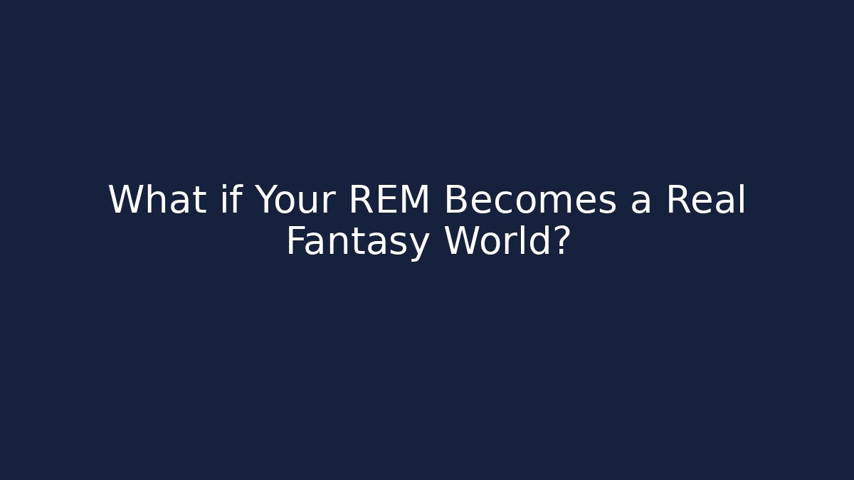 What if Your REM Becomes a Real Fantasy World?