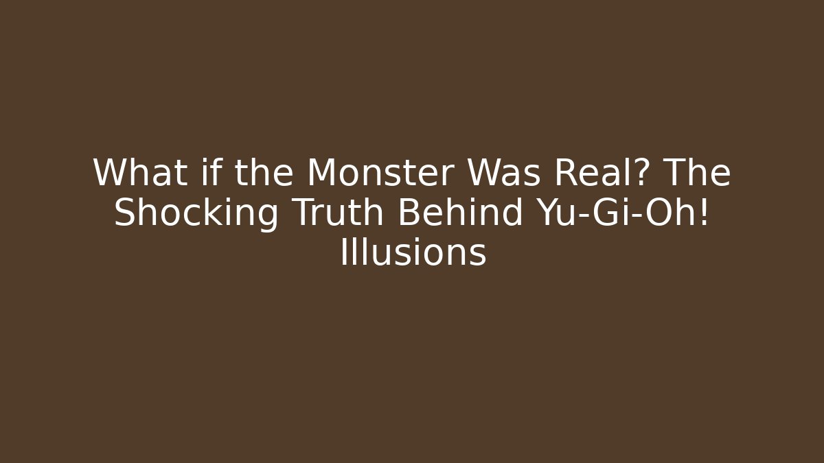 What if the Monster Was Real? The Shocking Truth Behind Yu-Gi-Oh! Illusions