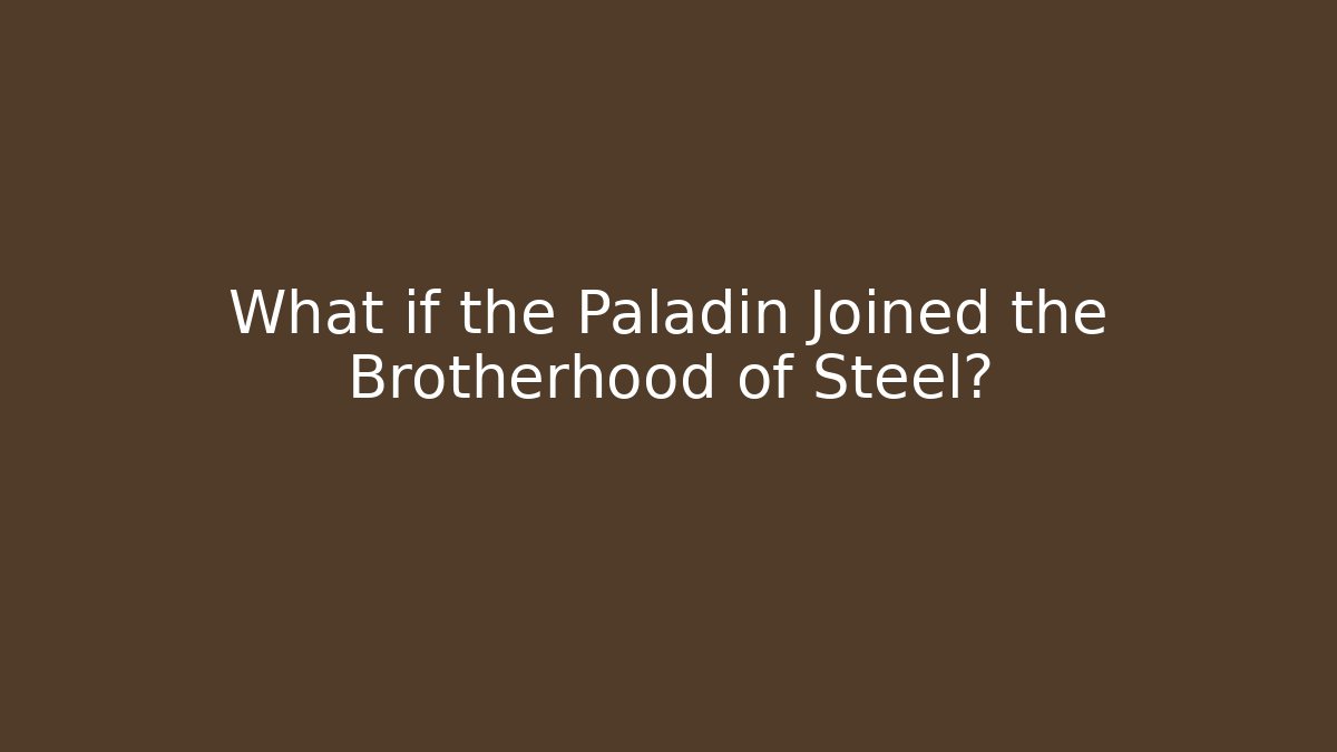 What if the Paladin Joined the Brotherhood of Steel?
