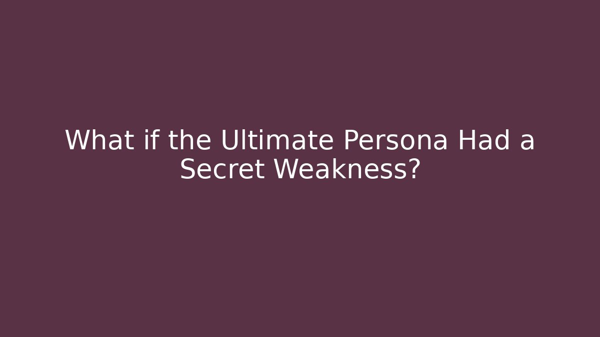 What if the Ultimate Persona Had a Secret Weakness?