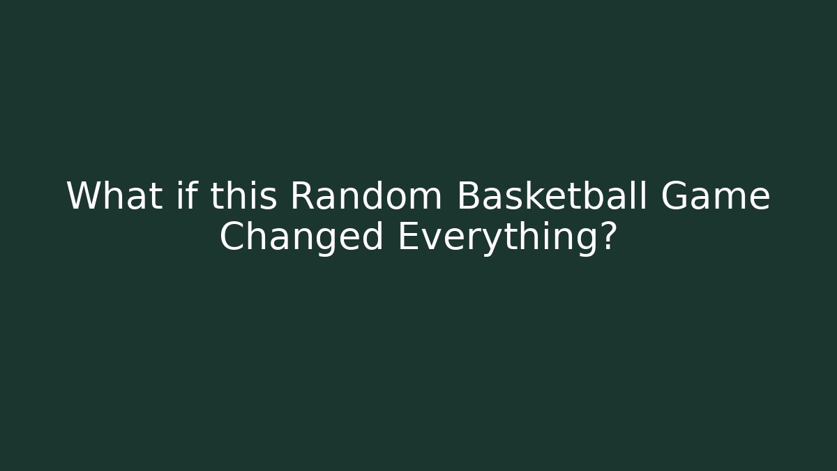 What if this Random Basketball Game Changed Everything? - Critter Realm