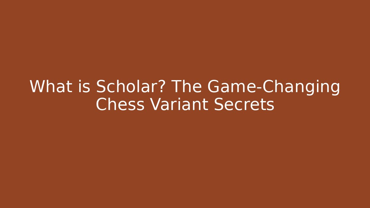 What is Scholar? The Game-Changing Chess Variant Secrets