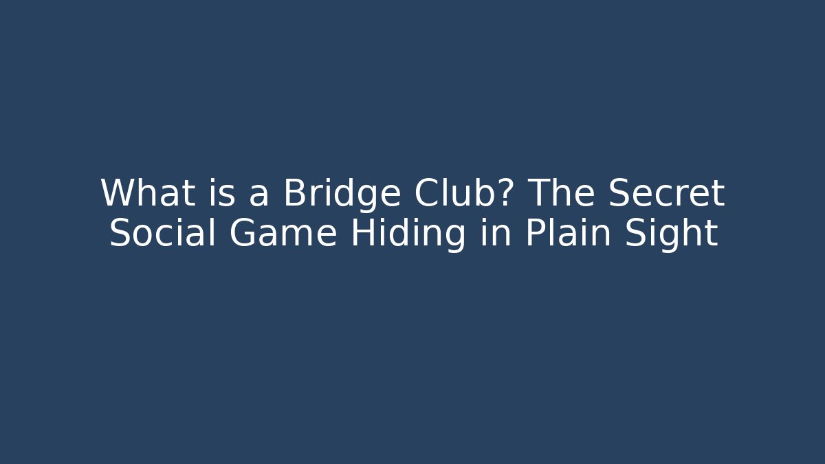What is a Bridge Club? The Secret Social Game Hiding in Plain Sight