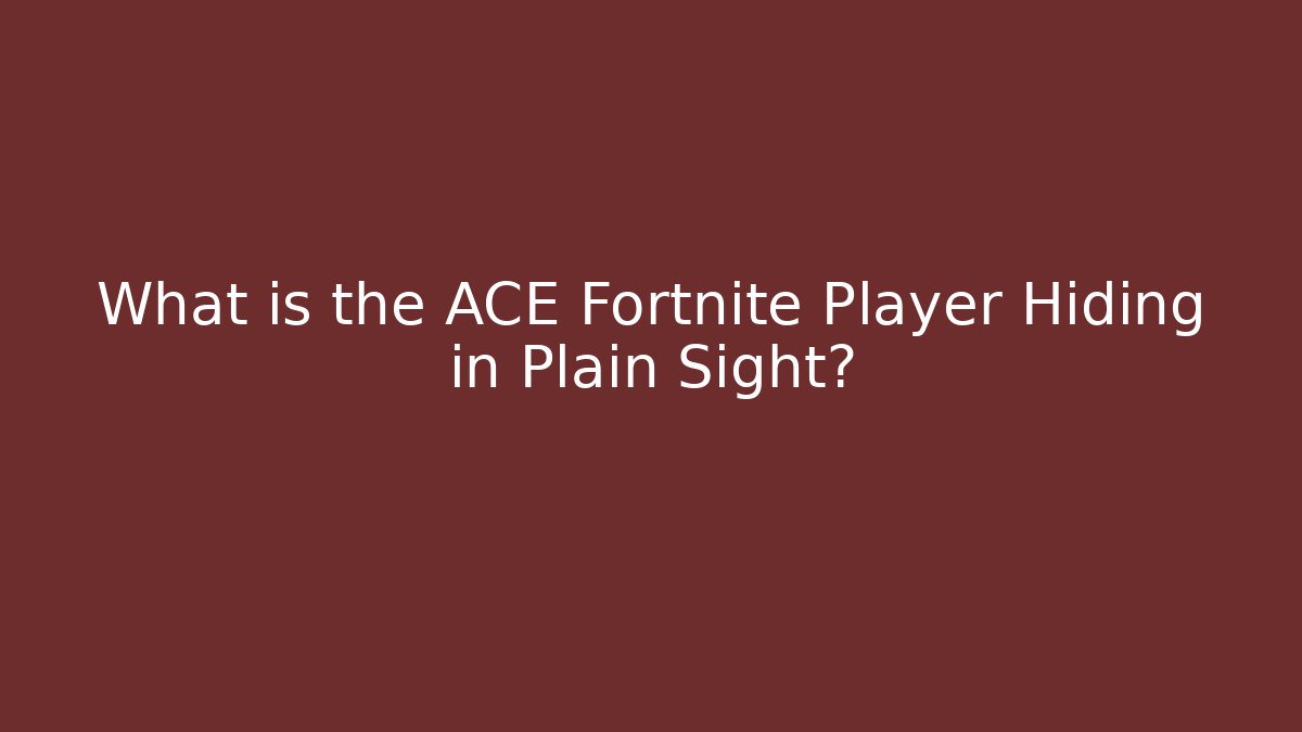 What is the ACE Fortnite Player Hiding in Plain Sight?