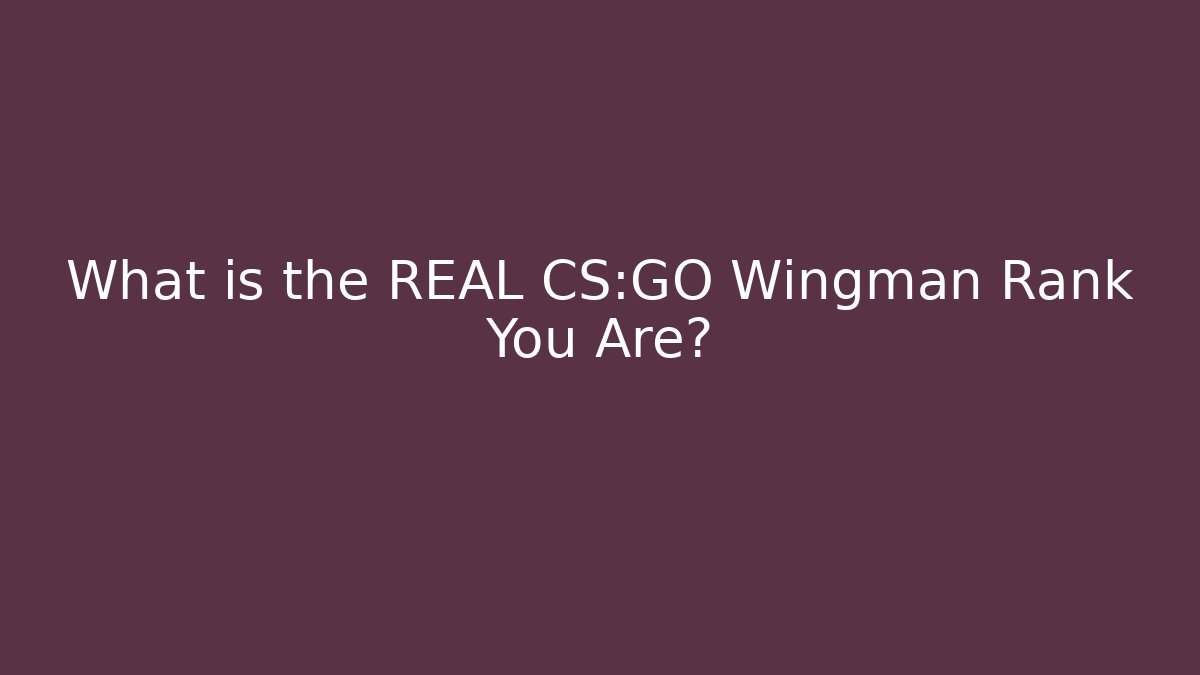What is the REAL CS:GO Wingman Rank You Are?