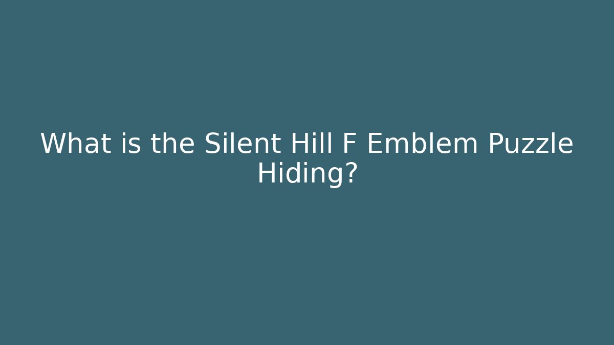 What is the Silent Hill F Emblem Puzzle Hiding?