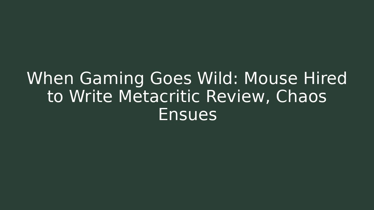 When Gaming Goes Wild: Mouse Hired to Write Metacritic Review, Chaos Ensues