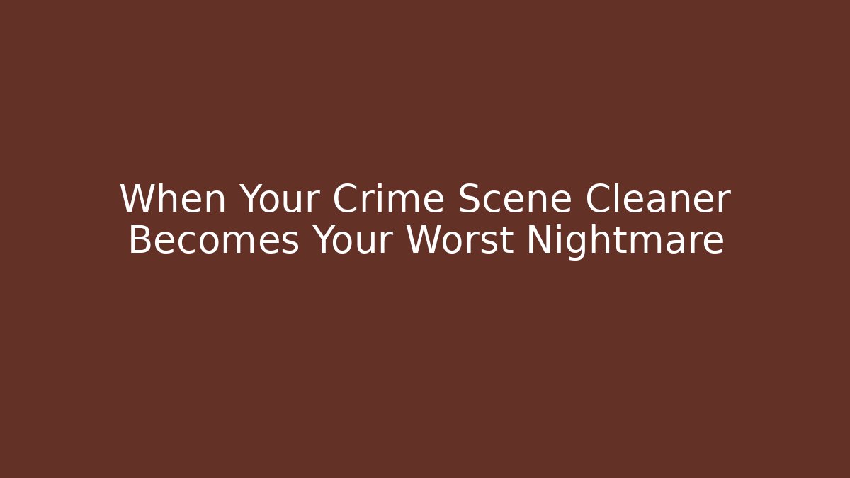 When Your Crime Scene Cleaner Becomes Your Worst Nightmare