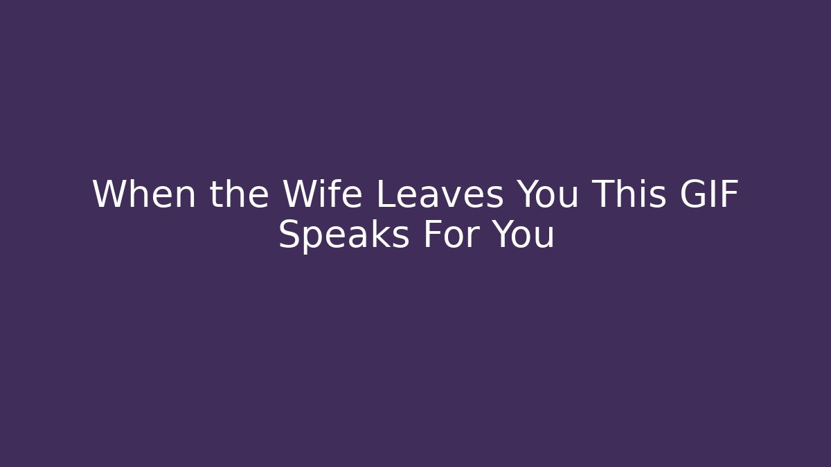 When the Wife Leaves You This GIF Speaks For You