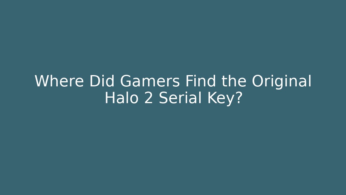 Where Did Gamers Find the Original Halo 2 Serial Key?