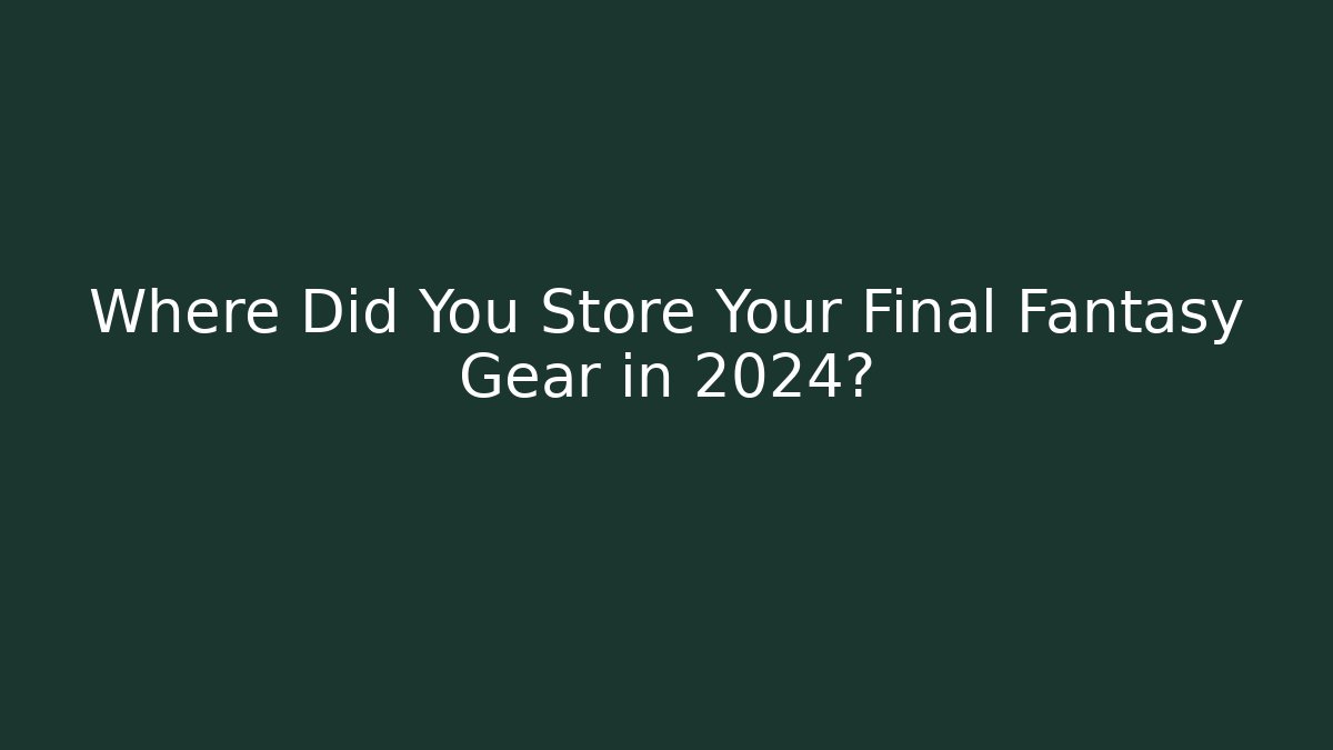 Where Did You Store Your Final Fantasy Gear in 2024?