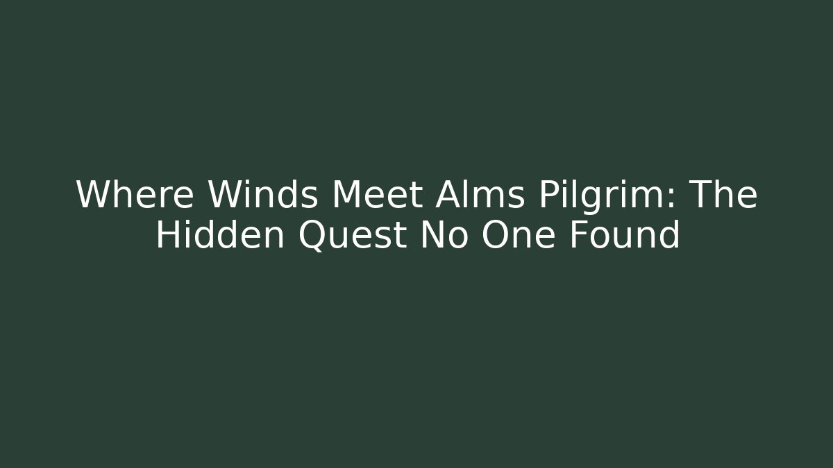 Where Winds Meet Alms Pilgrim: The Hidden Quest No One Found