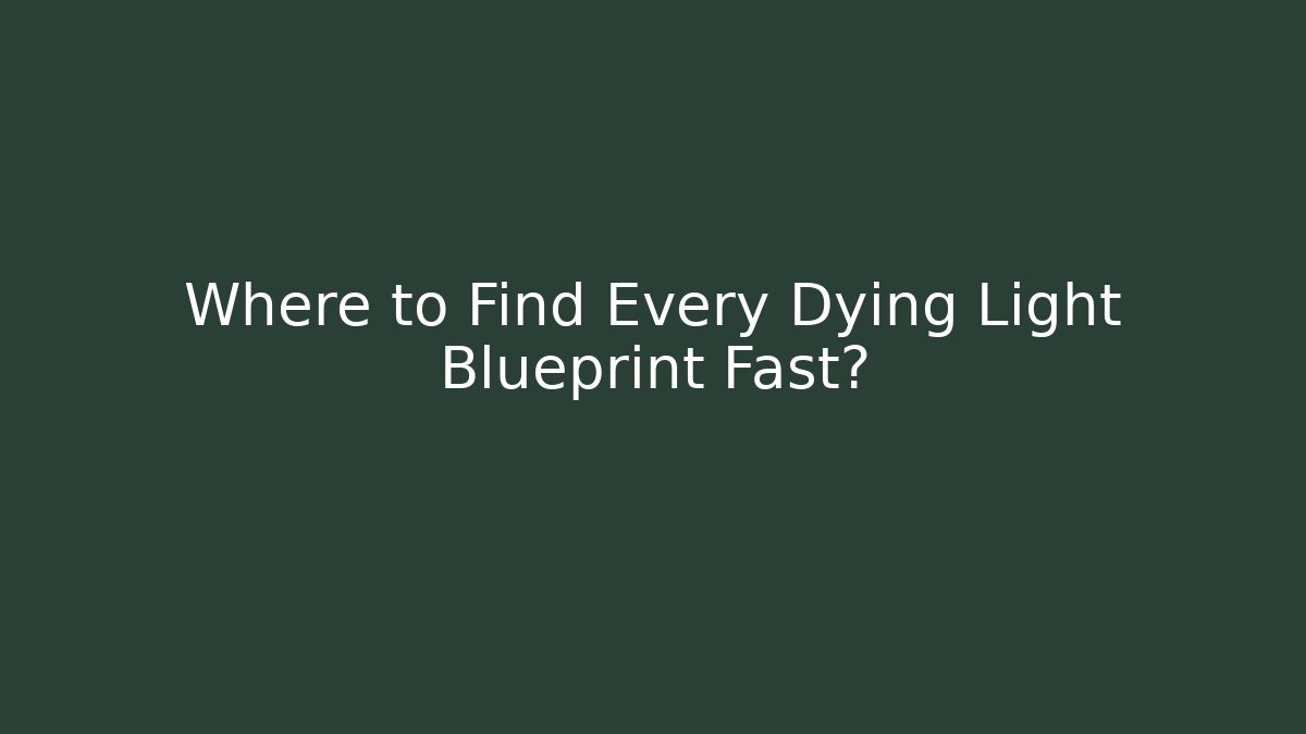 Where to Find Every Dying Light Blueprint Fast?