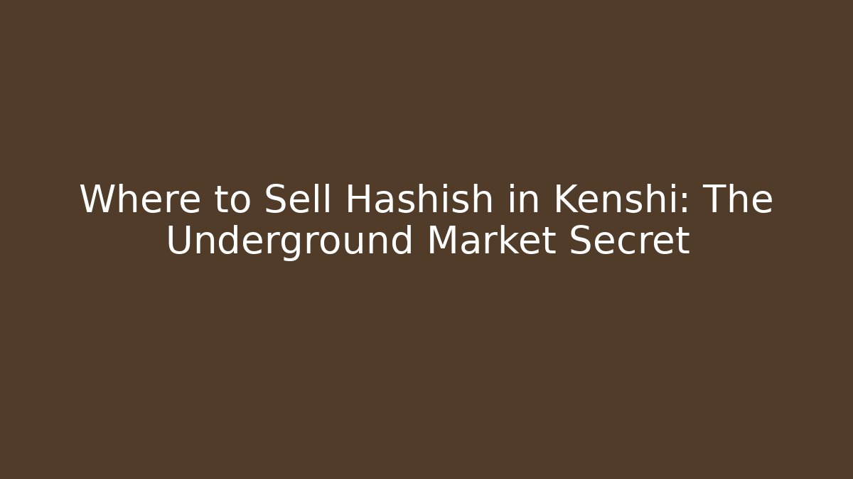 Where to Sell Hashish in Kenshi: The Underground Market Secret