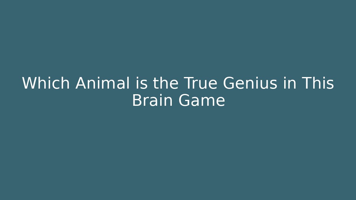 Which Animal is the True Genius in This Brain Game
