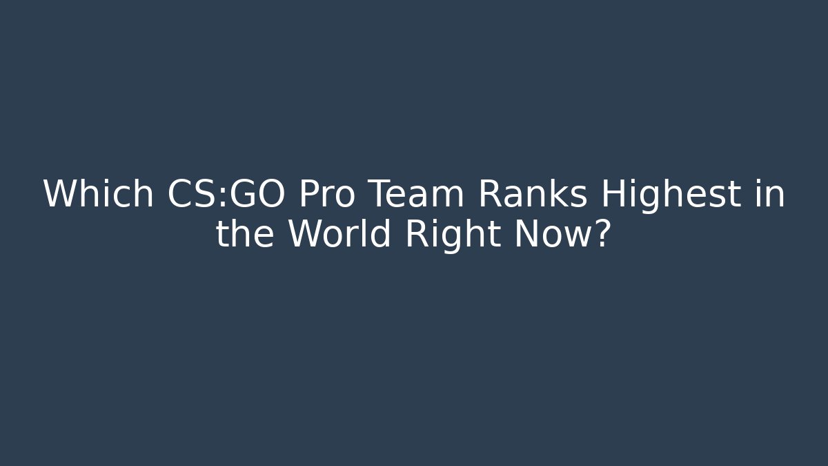 Which CS:GO Pro Team Ranks Highest in the World Right Now?