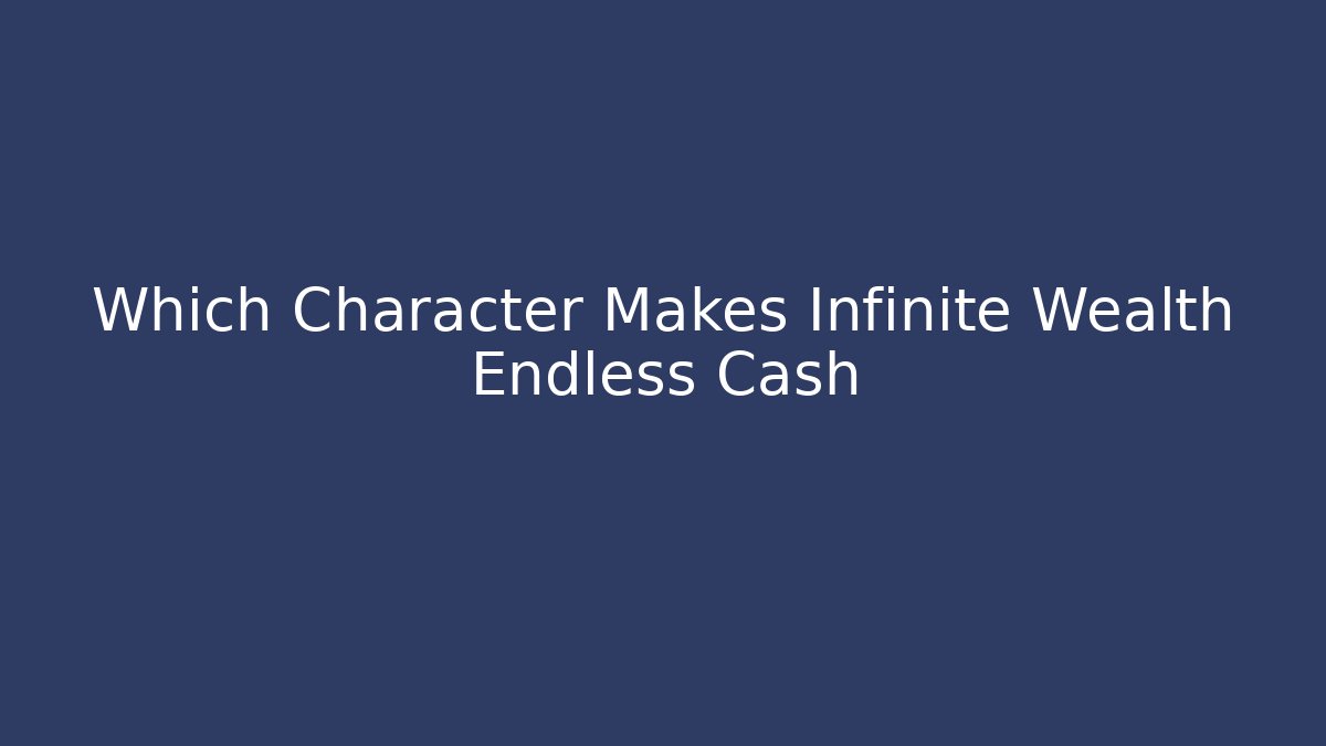 Which Character Makes Infinite Wealth Endless Cash