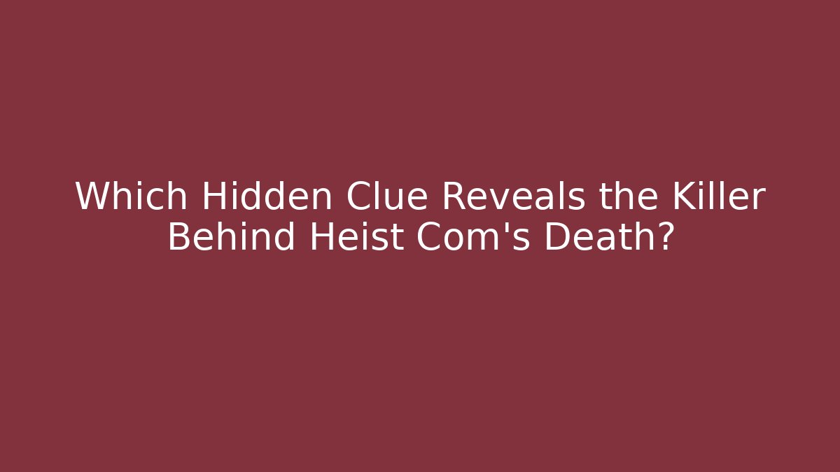 Which Hidden Clue Reveals the Killer Behind Heist Com’s Death?