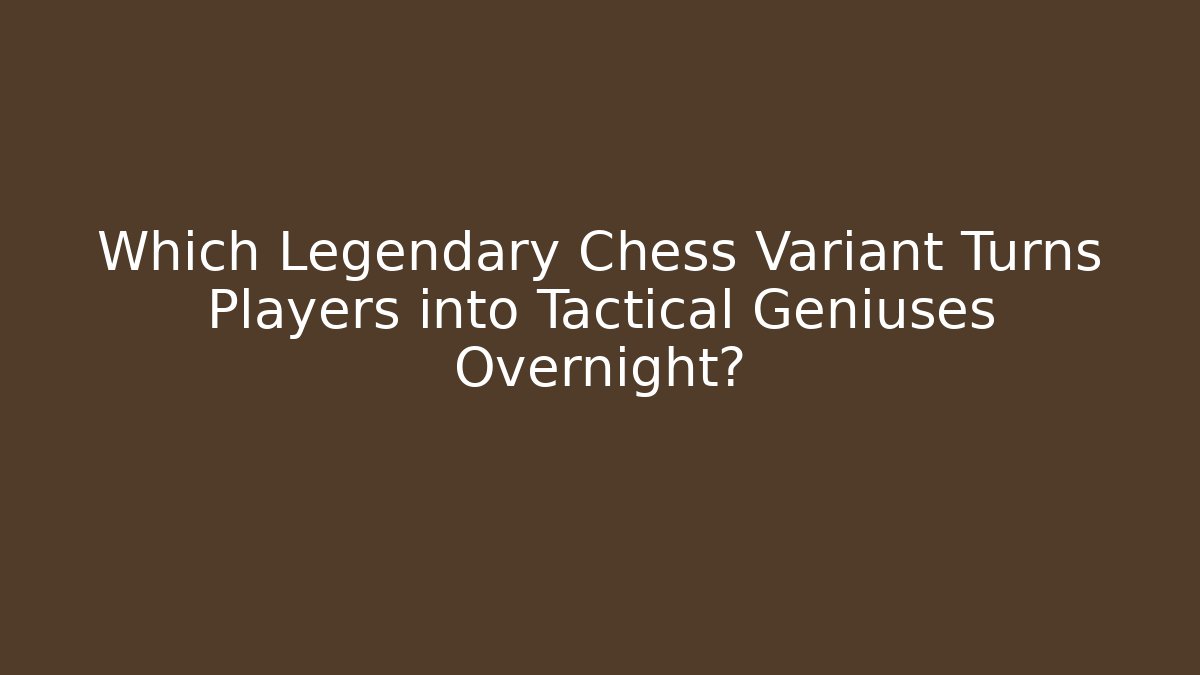 Which Legendary Chess Variant Turns Players into Tactical Geniuses Overnight?