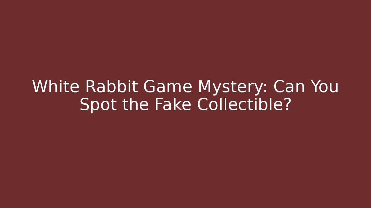 White Rabbit Game Mystery: Can You Spot the Fake Collectible?