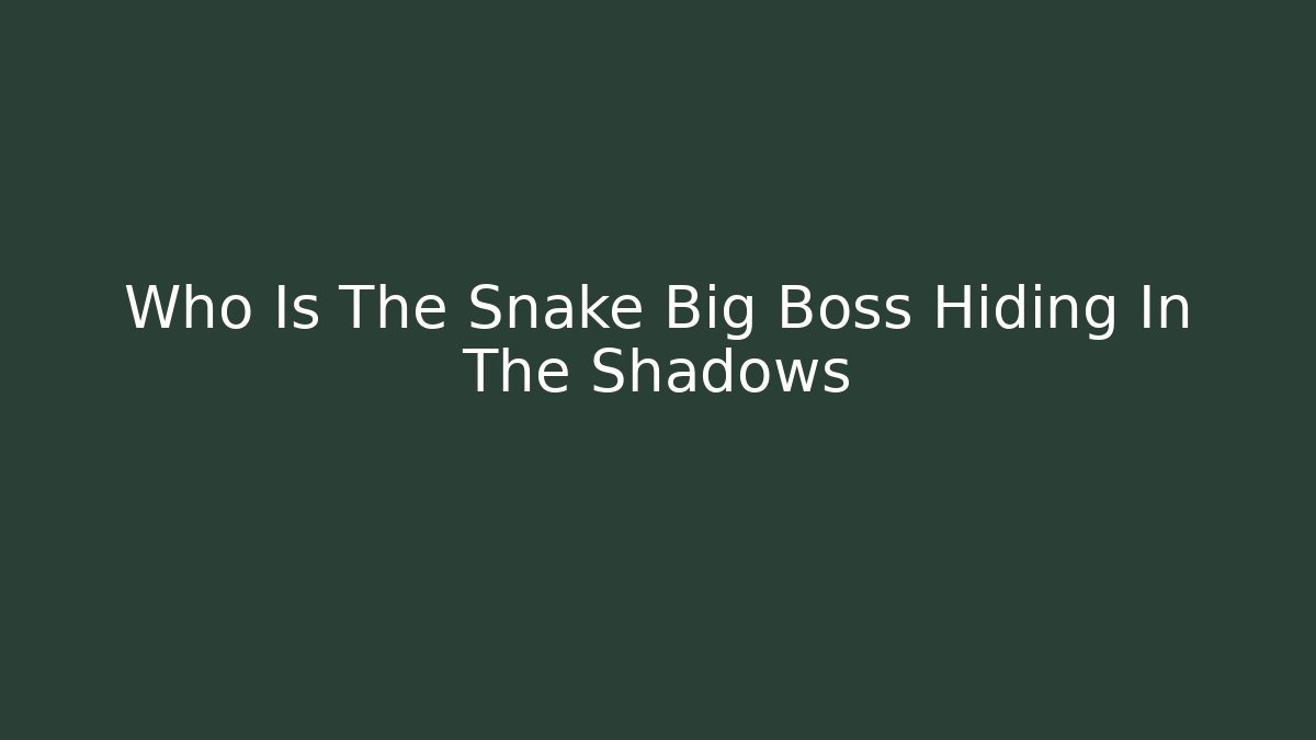 Who Is The Snake Big Boss Hiding In The Shadows