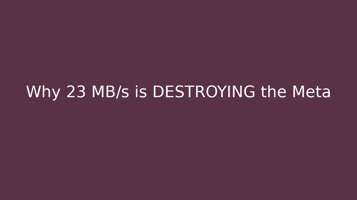 Why 23 MB/s is DESTROYING the Meta - Critter Realm