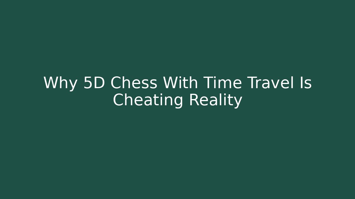 Why 5D Chess With Time Travel Is Cheating Reality