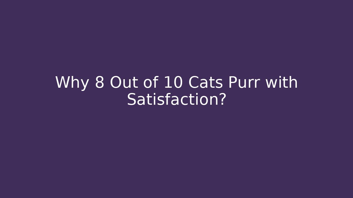 Why 8 Out of 10 Cats Purr with Satisfaction?