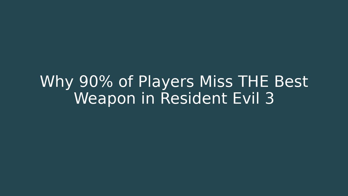 Why 90% of Players Miss THE Best Weapon in Resident Evil 3