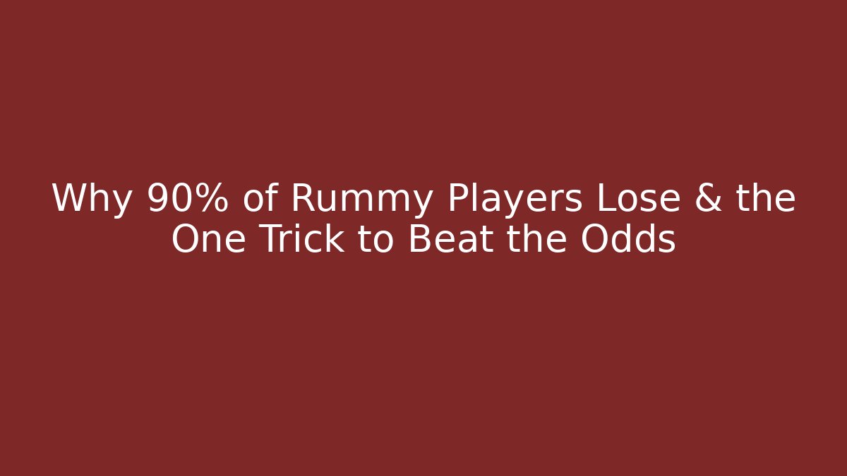Why 90% of Rummy Players Lose & the One Trick to Beat the Odds