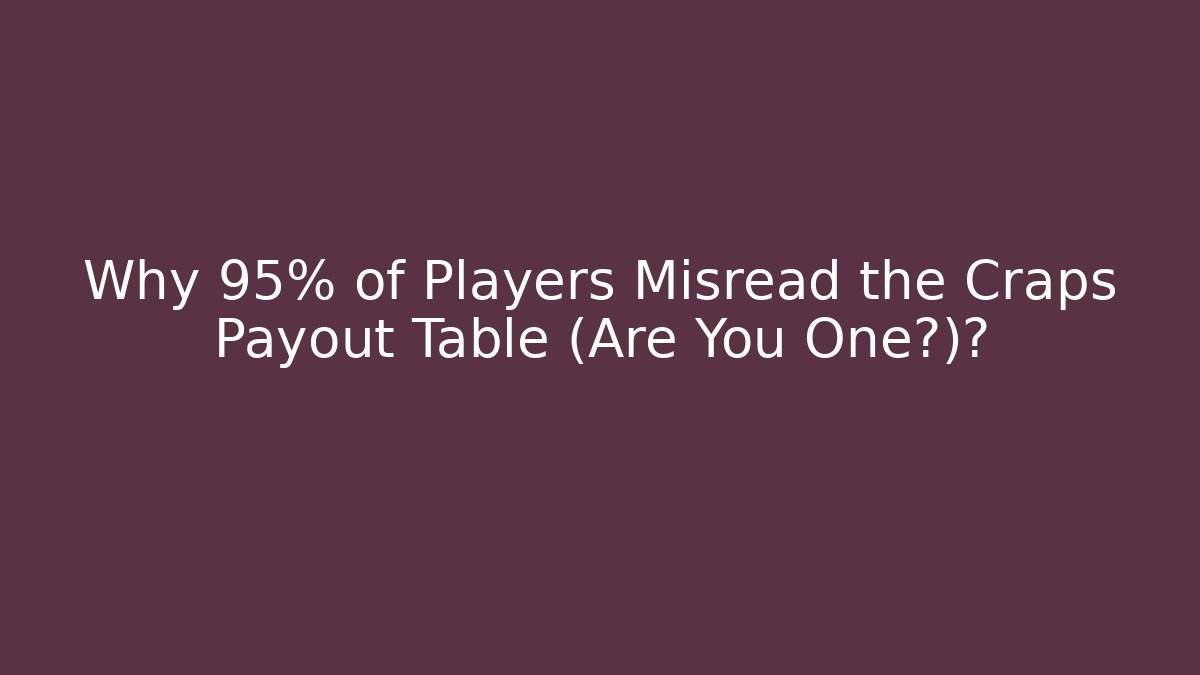 Why 95% of Players Misread the Craps Payout Table (Are You One?)?