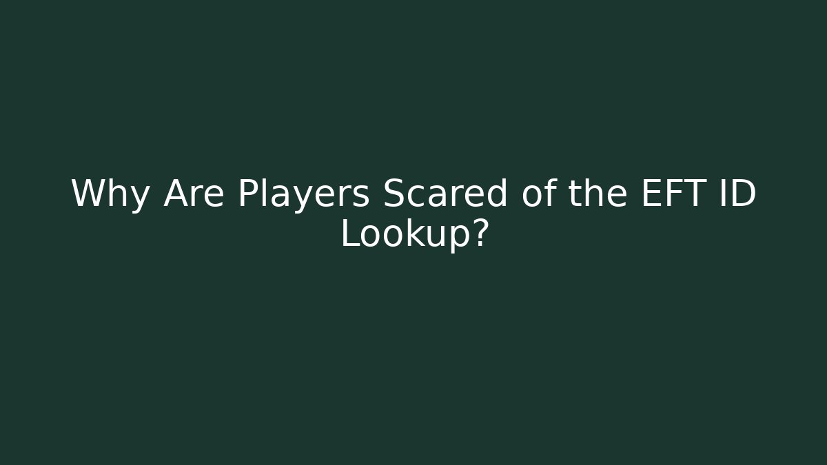 Why Are Players Scared of the EFT ID Lookup?