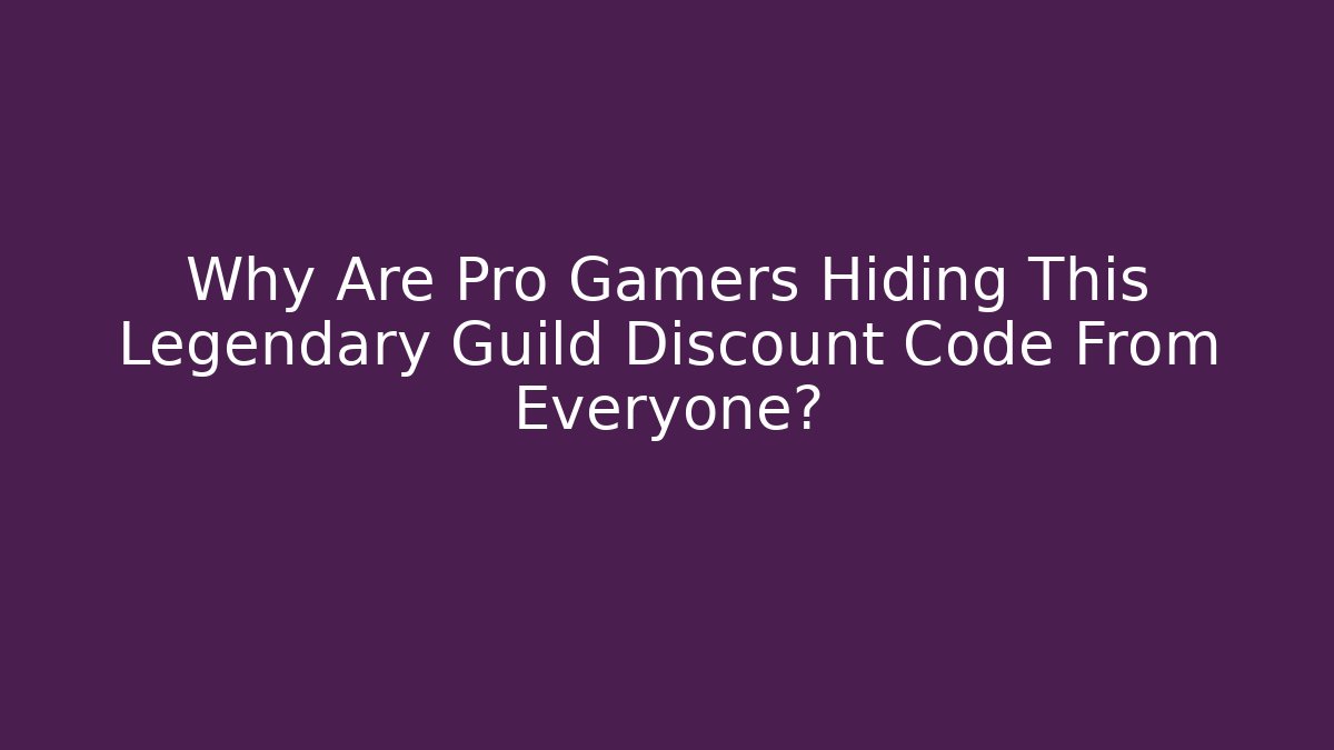 Why Are Pro Gamers Hiding This Legendary Guild Discount Code From Everyone? - Critter Realm