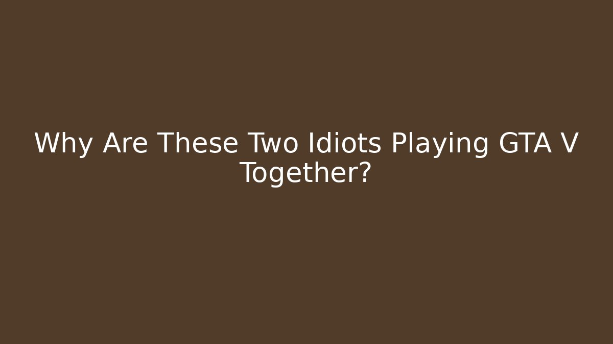 Why Are These Two Idiots Playing GTA V Together?