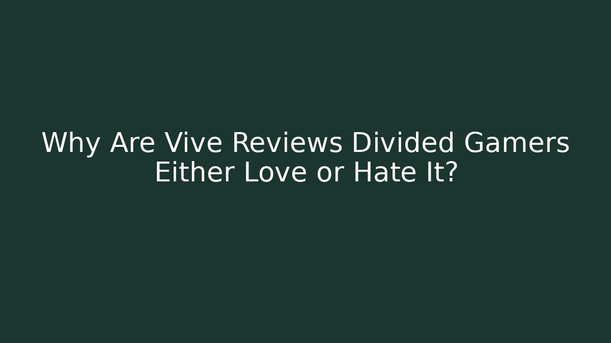 Why Are Vive Reviews Divided Gamers Either Love or Hate It?
