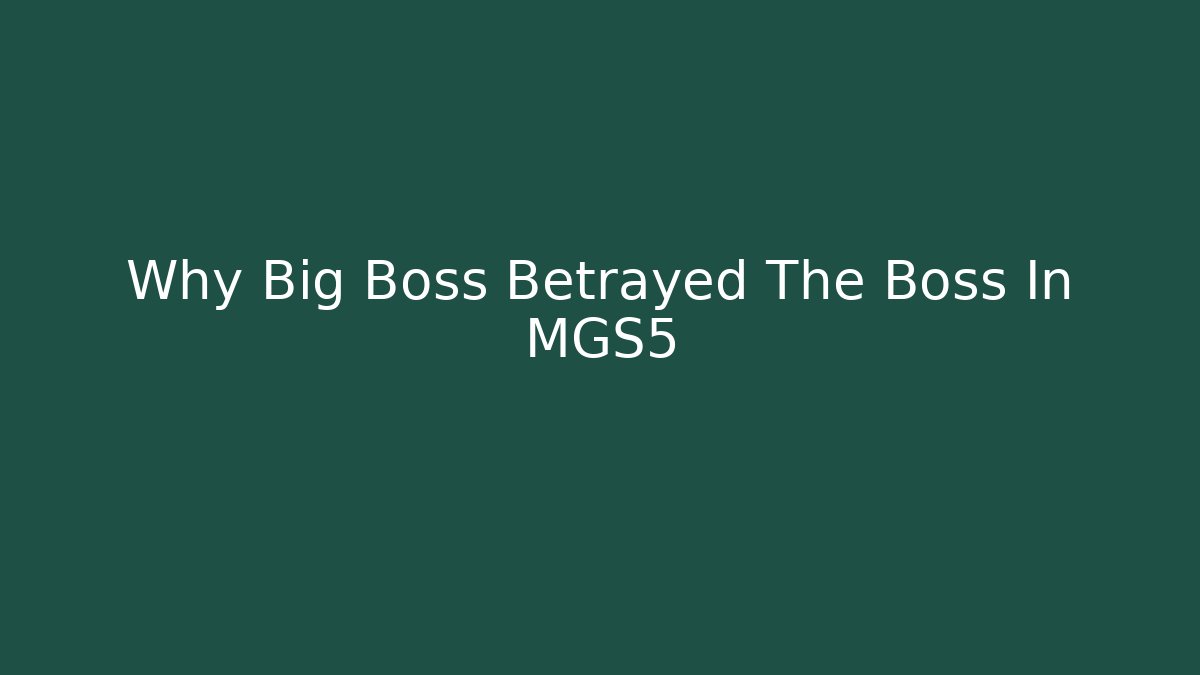 Why Big Boss Betrayed The Boss In MGS5 - Critter Realm