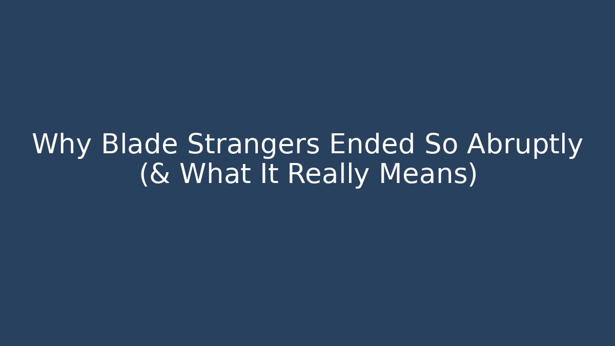 Why Blade Strangers Ended So Abruptly (& What It Really Means)
