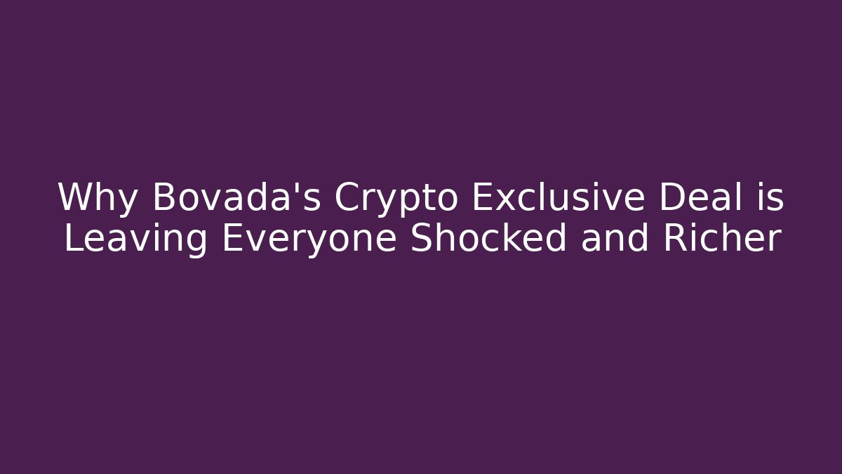 Why Bovada's Crypto Exclusive Deal is Leaving Everyone Shocked and Richer