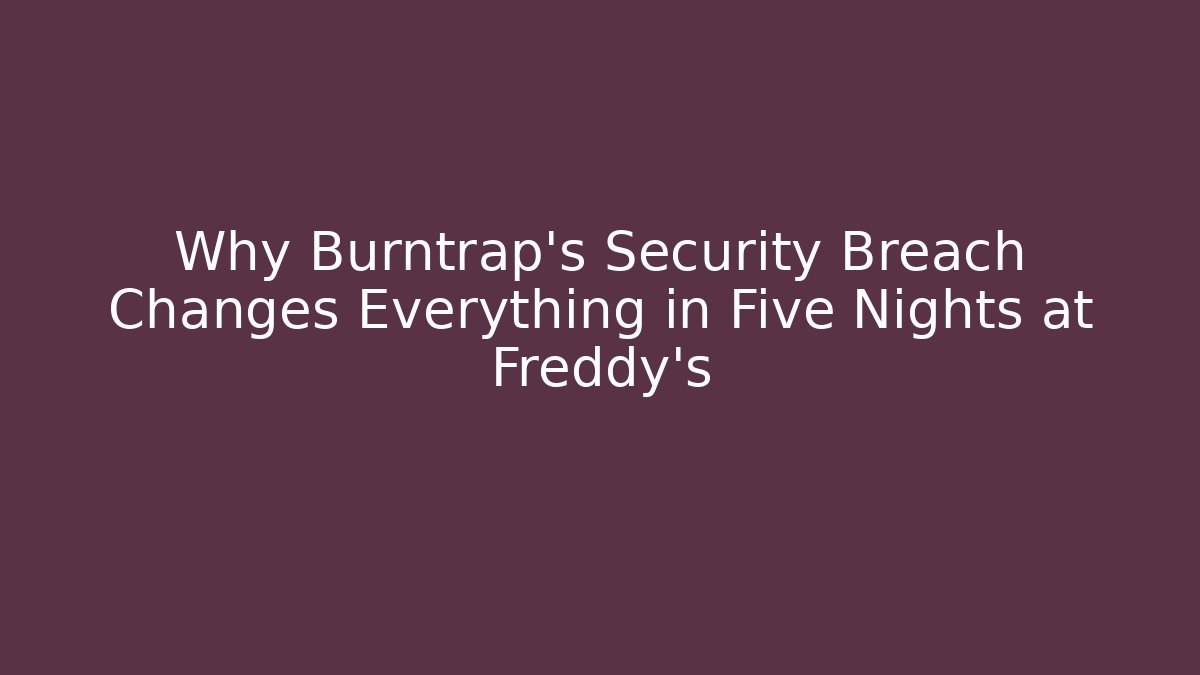 Why Burntrap’s Security Breach Changes Everything in Five Nights at Freddy’s
