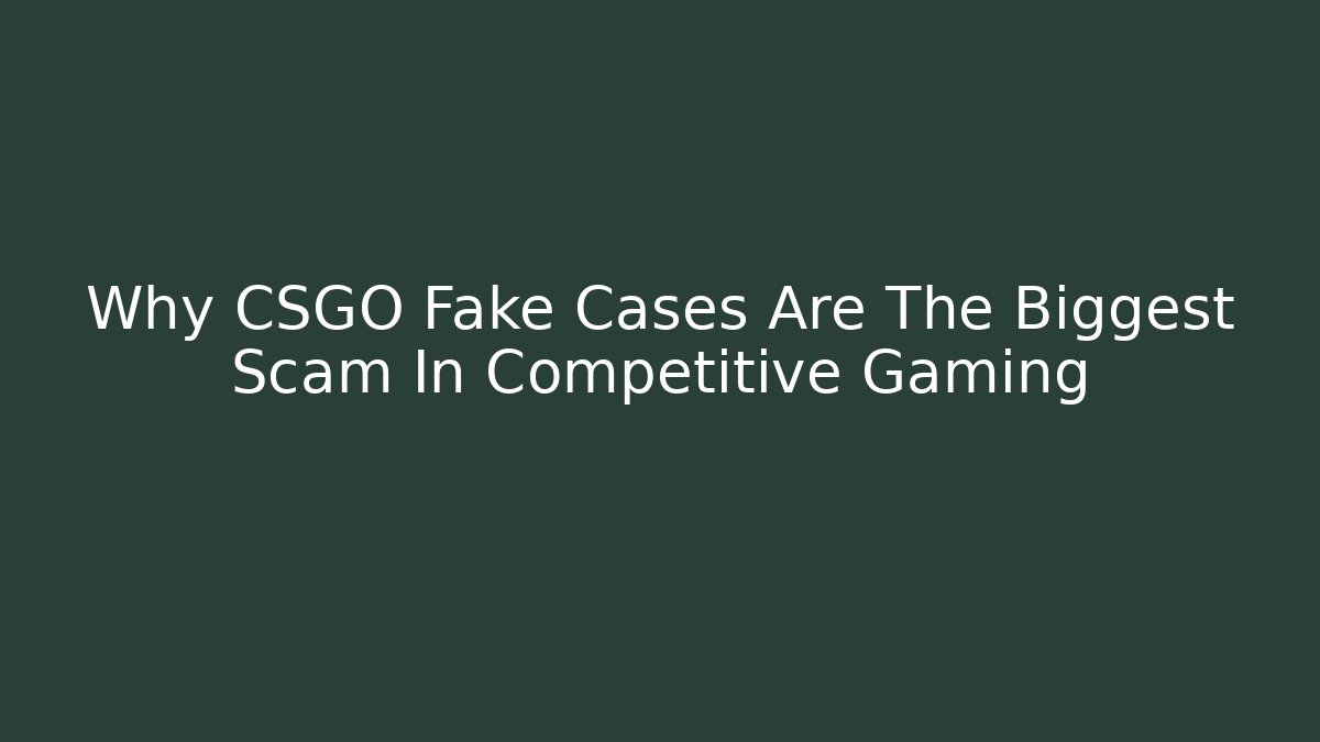 Why CSGO Fake Cases Are The Biggest Scam In Competitive Gaming