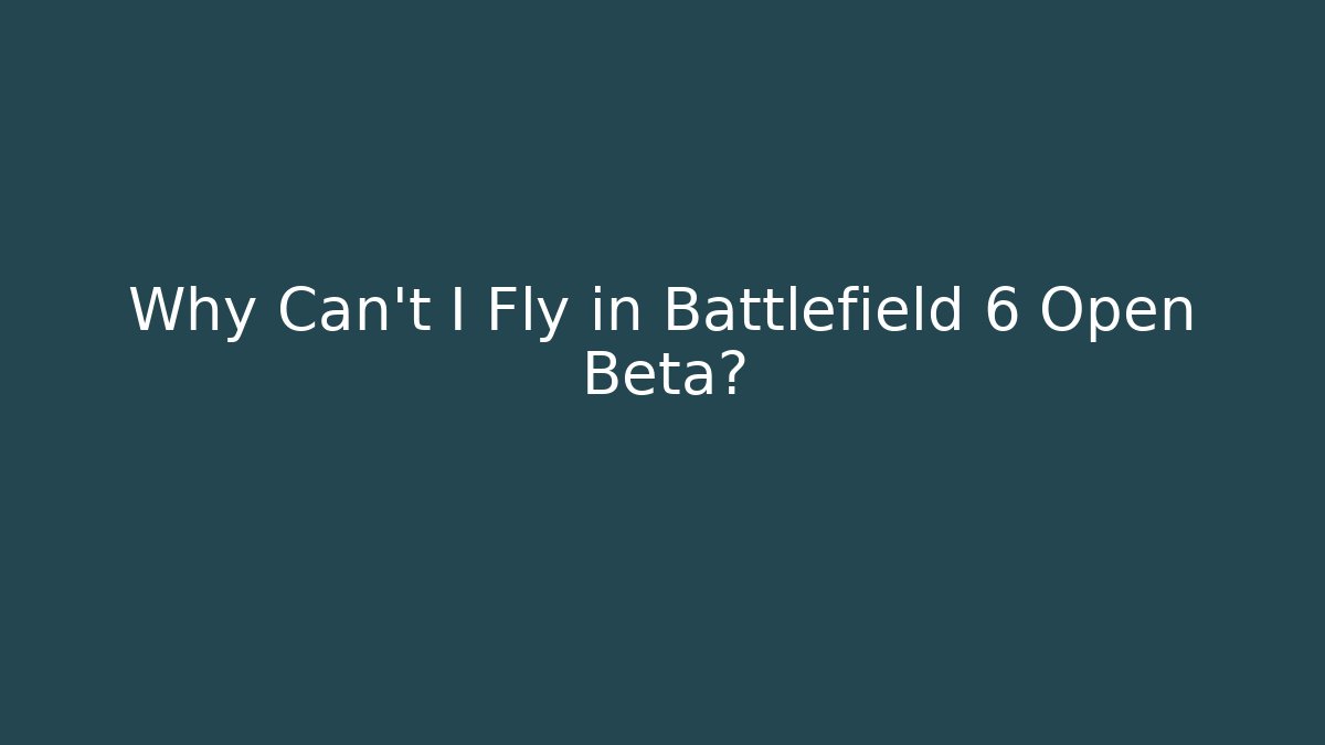 Why Can't I Fly in Battlefield 6 Open Beta?