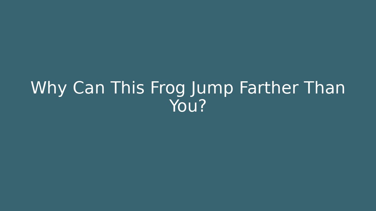 Why Can This Frog Jump Farther Than You?