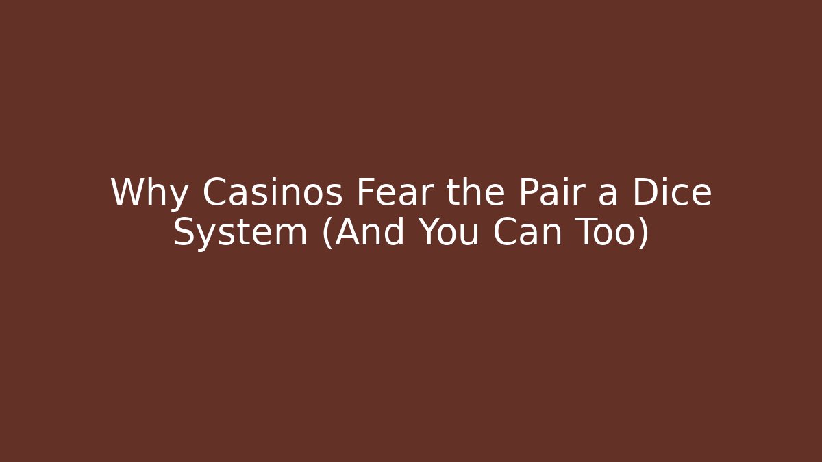 Why Casinos Fear the Pair a Dice System (And You Can Too)