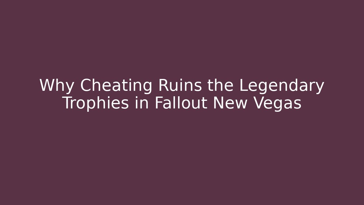 Why Cheating Ruins the Legendary Trophies in Fallout New Vegas