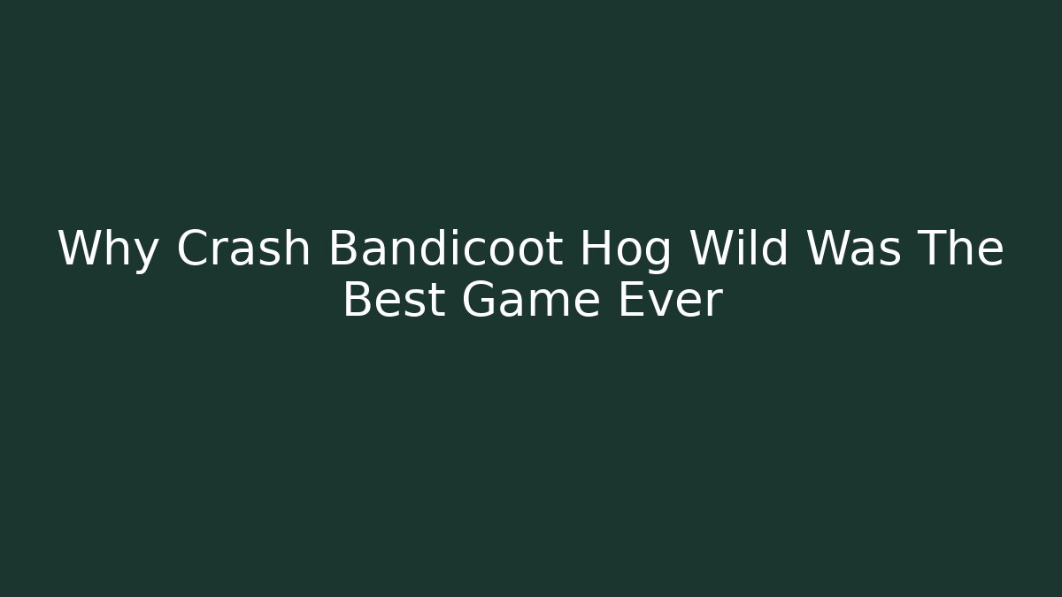 Why Crash Bandicoot Hog Wild Was The Best Game Ever