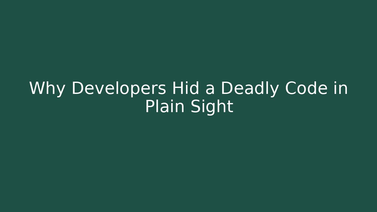 Why Developers Hid a Deadly Code in Plain Sight - Critter Realm