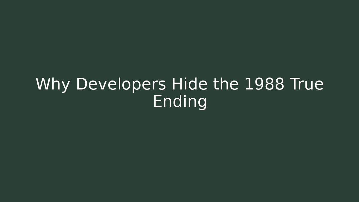 Why Developers Hide the 1988 True Ending