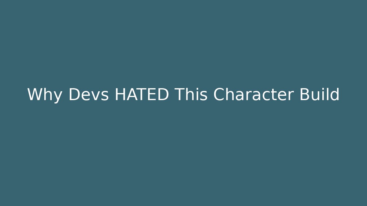Why Devs HATED This Character Build - Critter Realm
