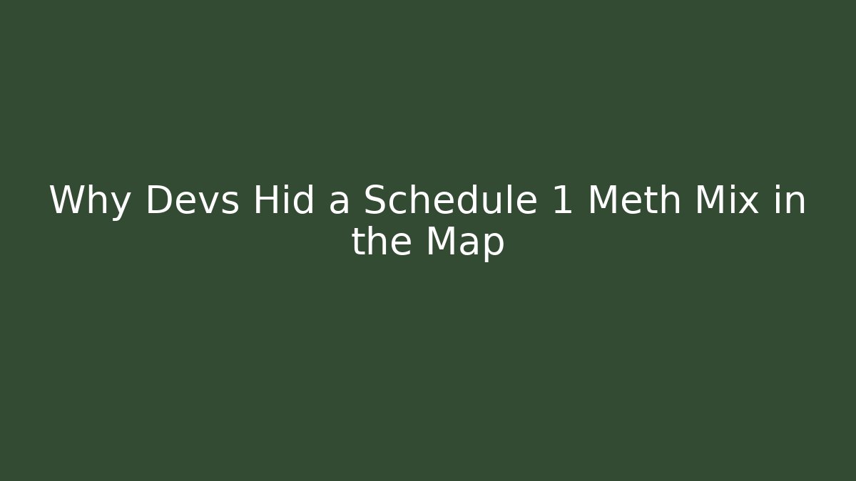 Why Devs Hid a Schedule 1 Meth Mix in the Map - Critter Realm