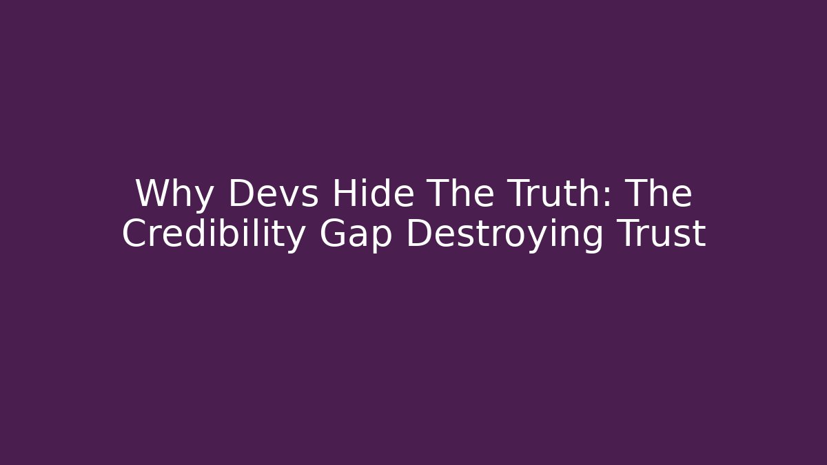 Why Devs Hide The Truth: The Credibility Gap Destroying Trust